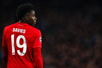 Alphonso Davies à l’entraînement lors de son retour progressif après blessure.