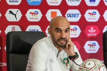 Walid Regragui, dépité, au micro après la finale Sénégal Maroc de la CAN 2025.
