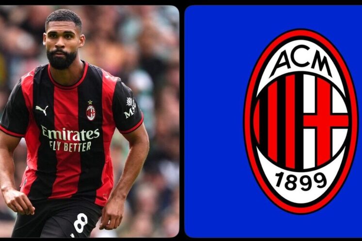 Fikayo Tomori et le logo de l’AC Milan