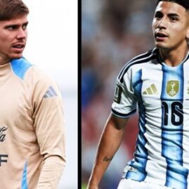 Thiago Almada et Juan Foyth dans un visuel annonçant leur forfait avec l’Argentine