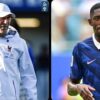Zinédine Zidane et Ousmane Dembélé avec l’équipe de France