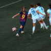Joueuses du FC Barcelone féminin opposées à OL Lyonnes lors de la finale européenne de mai 2026
