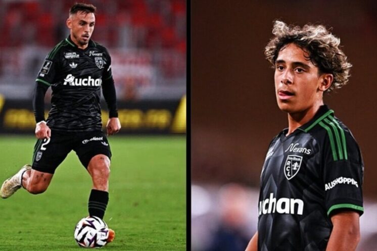 Ruben Aguilar et Mezian Mesloub sous le maillot noir du RC Lens