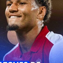 Paris Brunner avec l’AS Monaco dans un visuel annonçant sa suspension