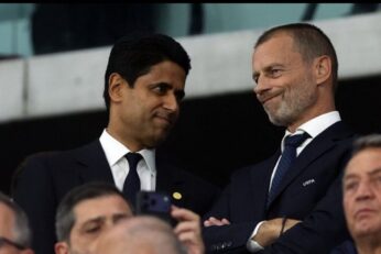 Nasser Al-Khelaïfi aux côtés d’Aleksander Čeferin
