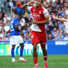 Paris Brunner célébrant un but avec l’AS Monaco à Strasbourg en Ligue 1
