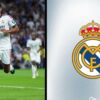 Jude Bellingham avec le Real Madrid à côté du logo du club