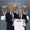 José Mourinho aux côtés de Florentino Pérez devant les trophées du Real Madrid