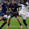 Timothy Weah dans un précédent Classique entre Marseille et le PSG. L’Américain a été expulsé après un deuxième carton jaune au Vélodrome.