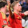 Kevin De Bruyne et des joueurs belges pendant le match de Ligue des nations contre la Turquie