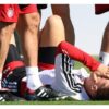 Nico Schlotterbeck au sol lors d’un entraînement de l’Allemagne