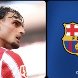 Marc Pubill photographié sous le maillot de l’Atlético de Madrid.