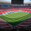 Vue d’un stade de football avant une rencontre.