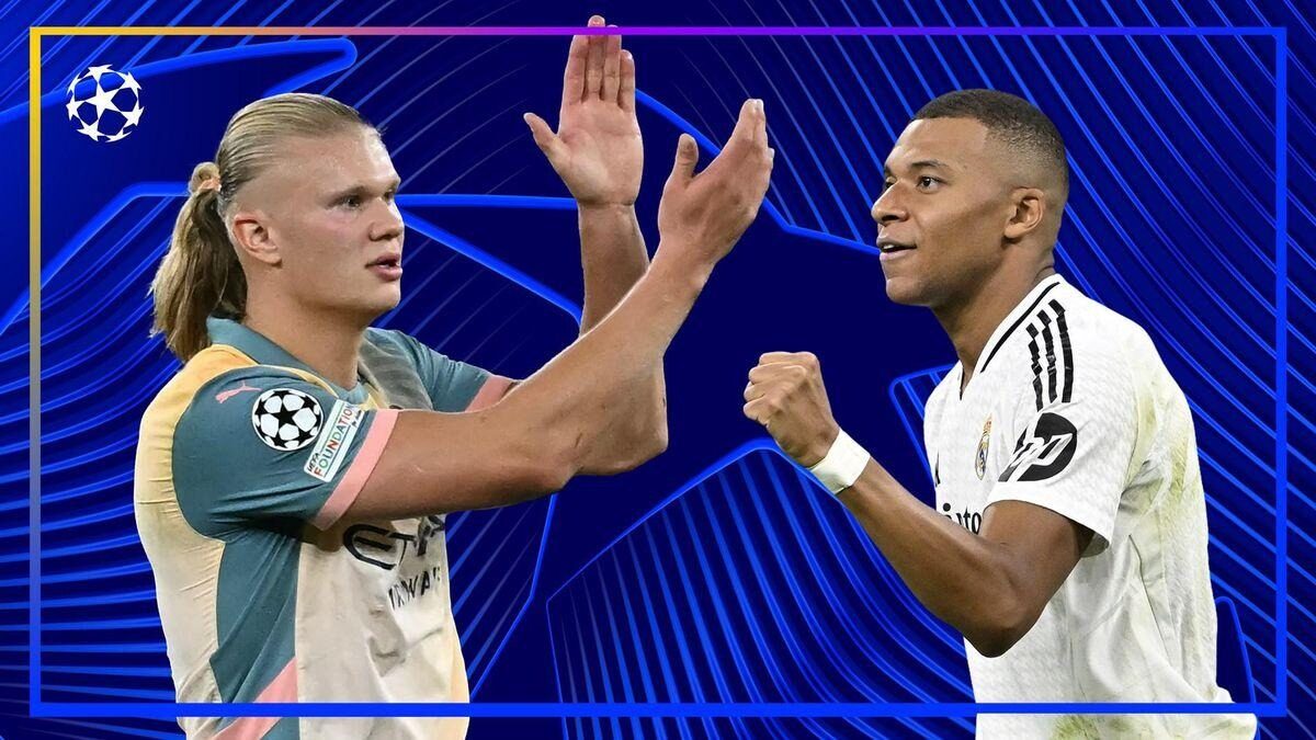 Kylian Mbappé et Erling Haaland réunis dans un visuel de l’UEFA consacré à leur comparaison en Ligue des champions