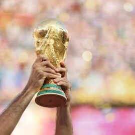 Le trophée de la Coupe du monde 2026 lors de la finale du tournoi