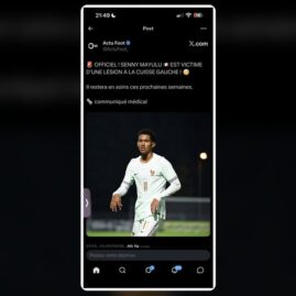 Senny Mayulu avec l’équipe de France Espoirs dans une capture de publication