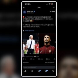 Montage montrant Jorge Jesus et Cristiano Ronaldo dans une publication sur la sélection portugaise